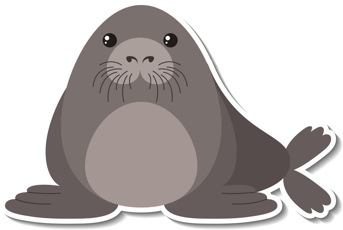 Chubby manatee animal cartoon sticker